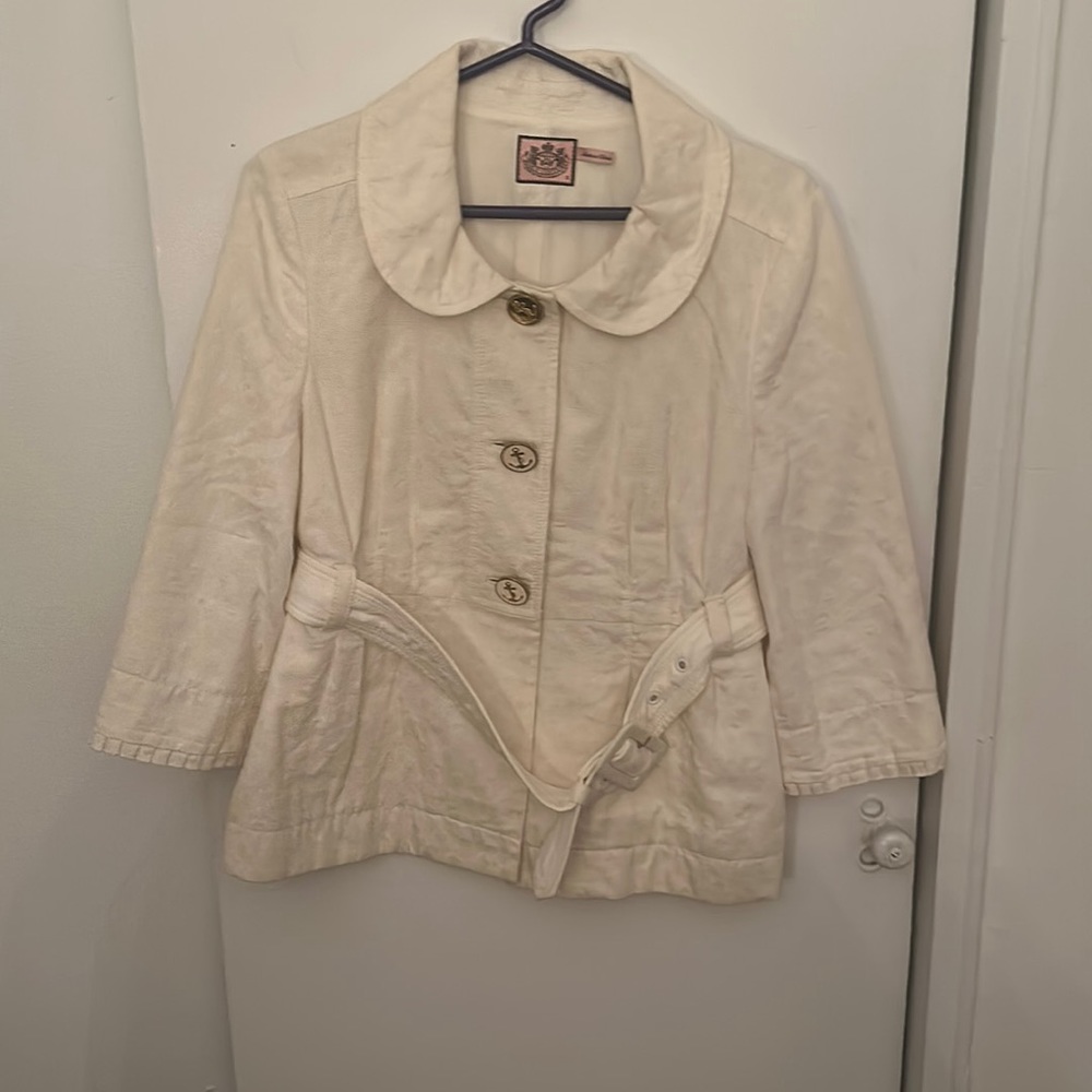 Juicy Couture white belted jacket